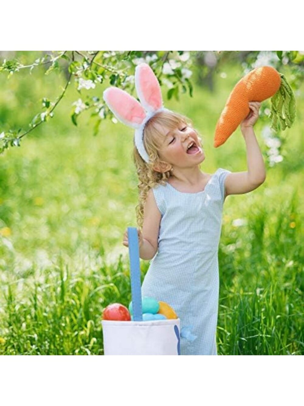 Easter Bunny Basket Bags - 6 Pcs Canvas Rabbit Totes for Egg Hunts & Gifts - Picture 2 of 6